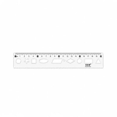 Fancy Geometry Ruler 20 cm Transparent Measuring Scale with Shape Templates Siddiq Gifts