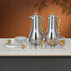 FBA824-21-C-G Tea & Coffee Set – 21 Pieces – Silver with Gold Accents
