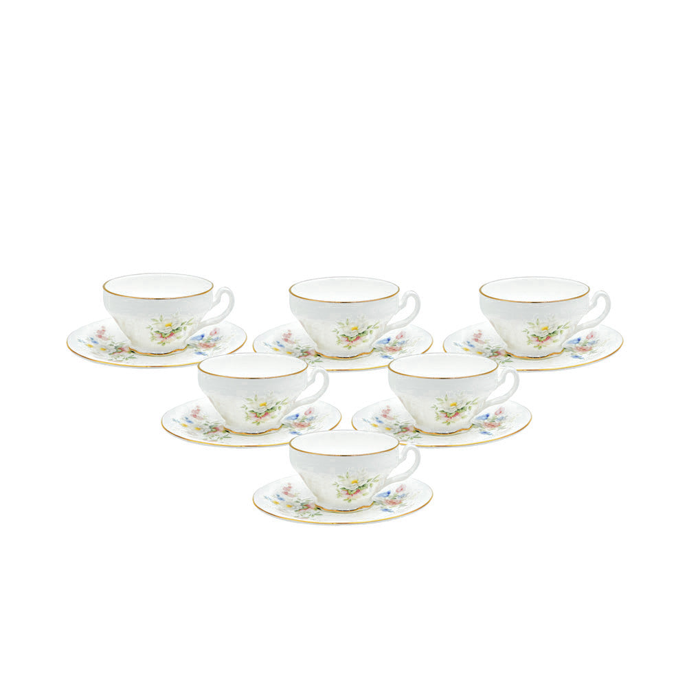 SR-007  Milk Cup & Saucer Set With Gold Ring 12 pcs