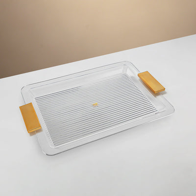 FG816T-550 Acrylic Serving Tray – 50 cm – Clear with Matt Gold Handles | Siddiq Gifts – Mussafah Abu Dhabi
