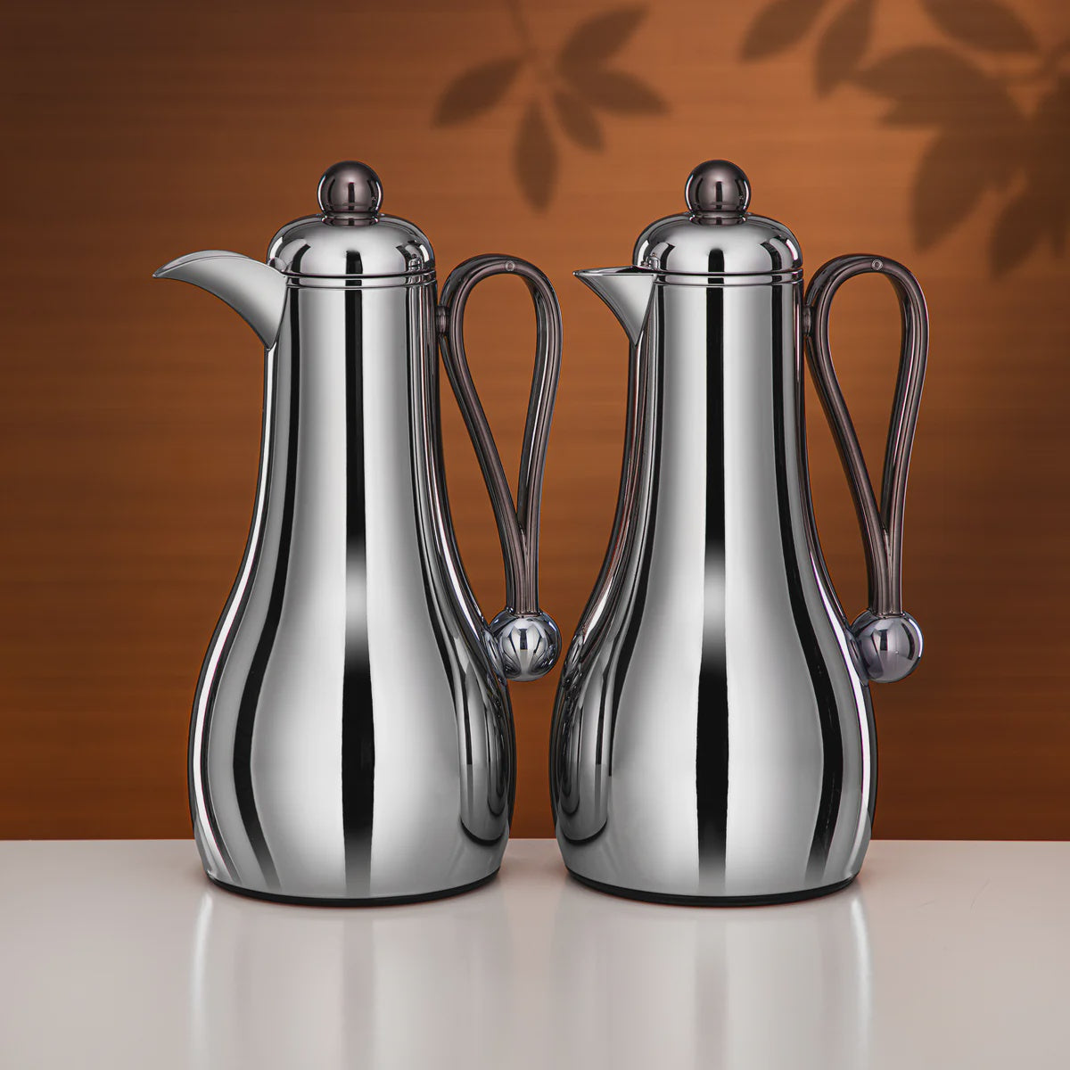 FG824-C/GBL Vacuum Flask Set 2 Pieces – 1.0 L + 1.0 L – Silver with Gun Black Accents | Siddiq Gifts – Mussafah Abu Dhabi