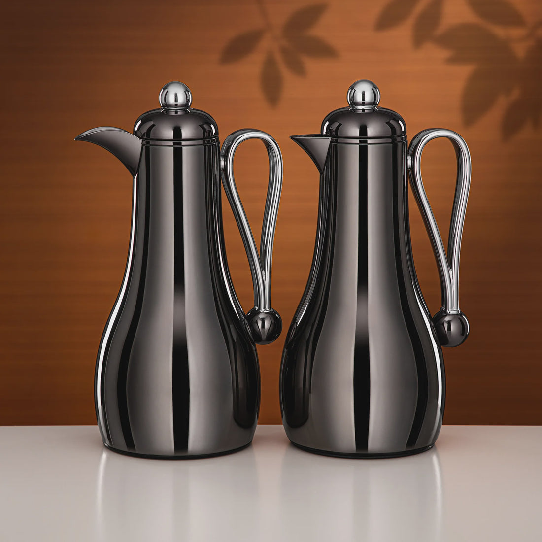 FG824-GBL/C Vacuum Flask Set – 2 Pieces (1.0 L + 1.0 L) – Gun Black with Silver Accents