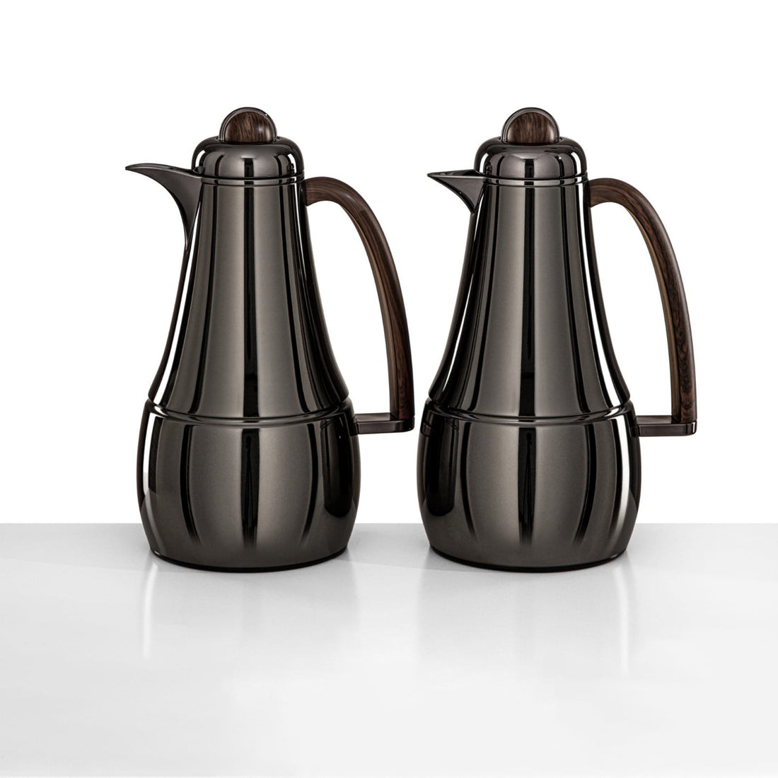 FG825-GBL/DW Vacuum Flask Set – 2 Pieces (1L + 1L) – Gun Black with Dark Wooden Handle