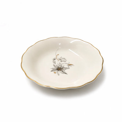 Floral Porcelain Saucer 9.5 CM Ivory White With Gold Rim Accent Siddiq Gifts