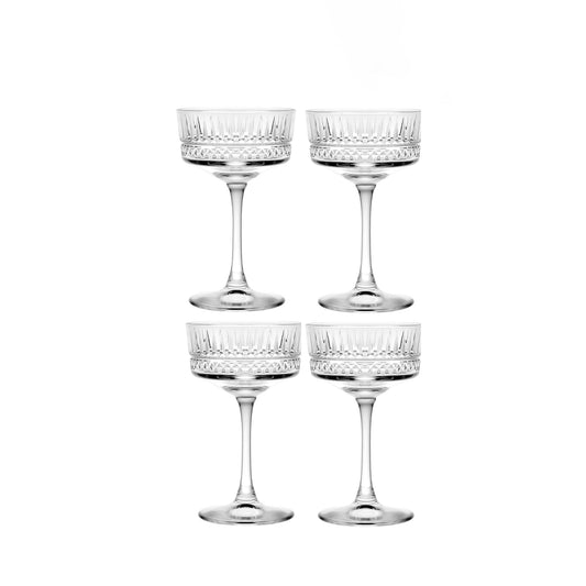Wine Glass Set – 4PC – 250 ml – Elegant Vintage Coupe Style – DSJ0231