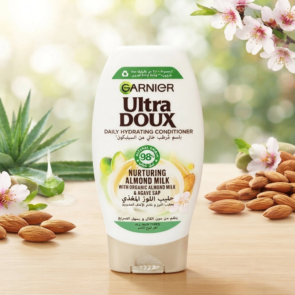 Garnier Ultra Doux Nurturing Almond Milk Daily Hydrating Conditioner, 360 ml, for All Hair Types, Ideal for Softer, Smoother, and More Manageable Hair at Siddiq Gifts.
