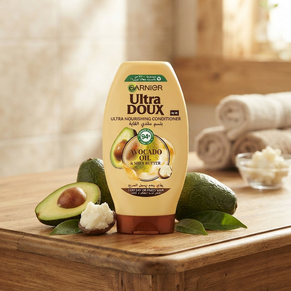 Garnier Ultra Doux Avocado Oil & Shea Butter Ultra Nourishing Conditioner, 360 ml, for Very Dry or Frizzy Hair, Ideal for Softer, Smoother, and More Manageable Hair at Siddiq Gifts.