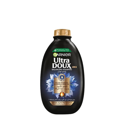 Garnier Ultra Doux Black Charcoal & Nigella Seed Oil Balancing Shampoo, 400 ml, for Greasy Scalp and Dry Lengths, Ideal for Fresh, Soft, and More Manageable Hair at Siddiq Gifts.