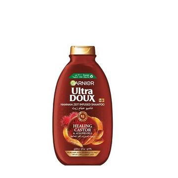 Garnier Ultra Doux Restoring Castor & Almond Oils Hammam Zeit Infused Shampoo, 200 ml, for Weak Hair Prone to Fall, Ideal for Softer, Stronger, and More Manageable Hair at Siddiq Gifts.
