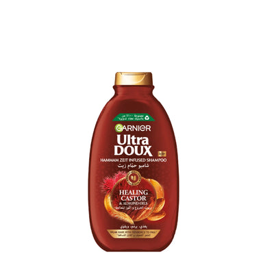 Garnier Ultra Doux Healing Castor & Almond Oils Hammam Zeit Infused Shampoo, 400 ml, for Weak Hair, Ideal for Softer, Stronger, and More Manageable Hair at Siddiq Gifts.