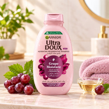 Garnier Ultra Doux Grape Moisture Hydrating Regenerative Shampoo, 200 ml, for Dehydrated Hair, Ideal for Softer, Smoother, and More Manageable Hair at Siddiq Gifts.