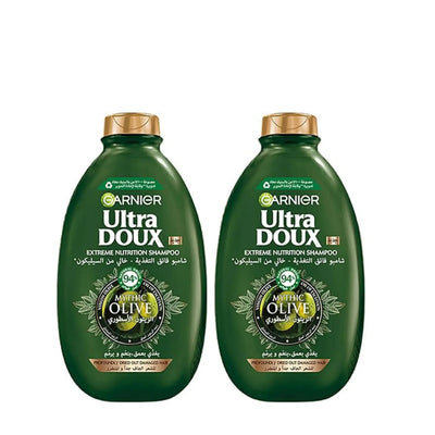Garnier Ultra Doux Mythic Olive Extreme Nutrition Shampoo, 2 × 400 ml, for Dry and Damaged Hair, Ideal for Softer, Smoother, and More Manageable Hair at Siddiq Gifts.