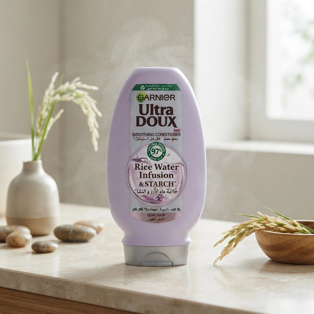 Garnier Ultra Doux Rice Water Infusion & Starch Smoothing Conditioner, 360 ml, for Long Hair, Ideal for Softer, Sleeker, and More Manageable Hair at Siddiq Gifts.