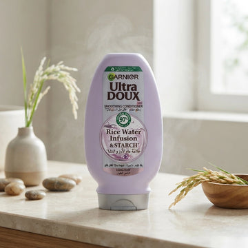 Garnier Ultra Doux Rice Water Infusion & Starch Smoothing Conditioner, 360 ml, for Long Hair, Ideal for Softer, Sleeker, and More Manageable Hair at Siddiq Gifts.