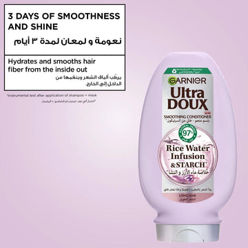 Garnier Ultra Doux Rice Water Infusion & Starch Smoothing Conditioner, 360 ml, for Long Hair, Ideal for Softer, Sleeker, and More Manageable Hair at Siddiq Gifts.