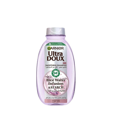 Garnier Ultra Doux Rice Water Infusion & Starch Smoothing Shampoo, 400 ml, for Long Hair, Ideal for Softer, Sleeker, and More Manageable Hair at Siddiq Gifts.
