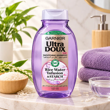 Garnier Ultra Doux Rice Water Infusion & Starch Smoothing Shampoo, 200 ml, for Long Hair, Ideal for Softer, Sleeker, and More Manageable Hair at Siddiq Gifts.