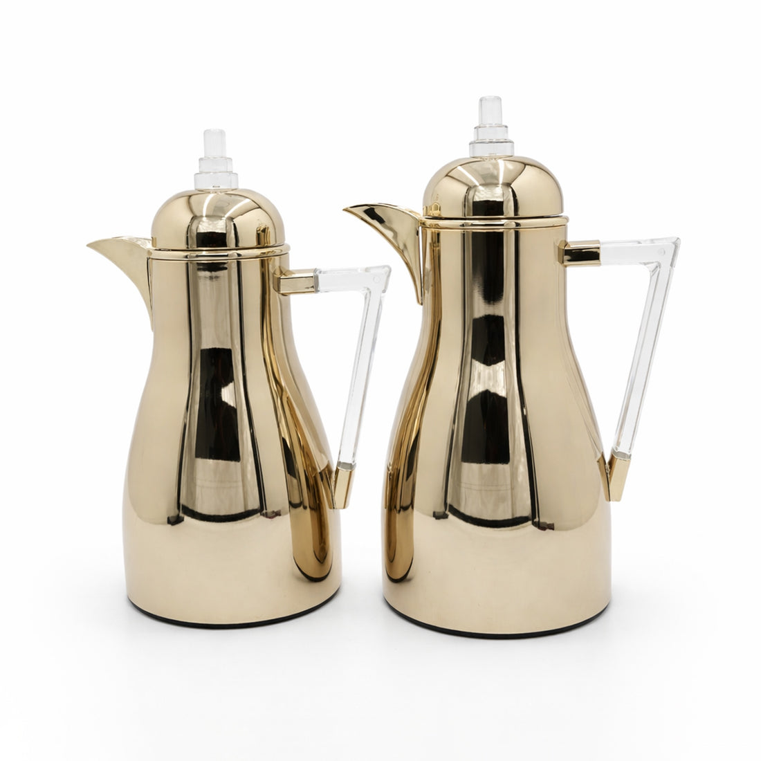 GKT-RF-CLR Vacuum Flask Set – 2-Piece (1L + 0.75L) – Champagne with Clear Handle & Accents
