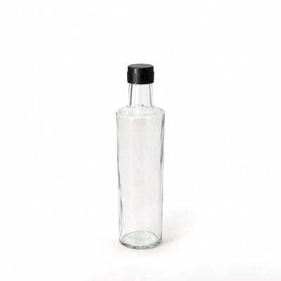 Glass Bottle 500ML Clear Glass Storage Bottle with Black Screw Cap Siddiq Gifts