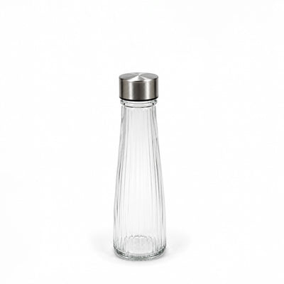 Glass Bottle 500ML Clear Tapered Glass Beverage Bottle with Silver Stainless Steel Lid Siddiq Gifts