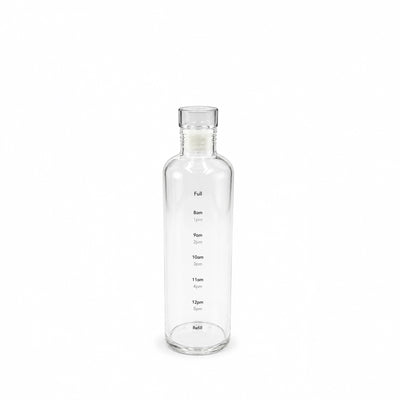 Glass Bottle 500ML Clear Glass Bottle With Time Marker Design And White Screw Cap Siddiq Gifts