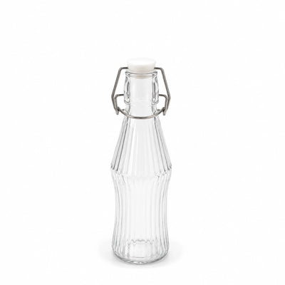 Glass Bottle 530ML Clear Ribbed Glass Beverage Bottle with Swing-Top Airtight Lid Siddiq Gifts