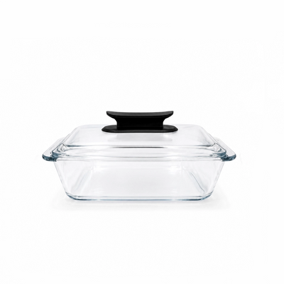 Glass Casserole with Lid 2.3 Liter Clear Borosilicate Glass Bakeware for Baking Roasting Serving Reheating and Food Storage by Siddiq Gifts