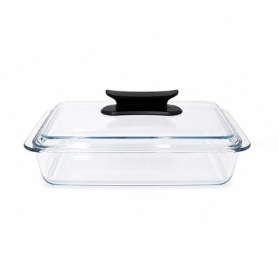 Glass Casserole with Lid 4.2 Liter Clear Borosilicate Glass Bakeware for Baking Roasting Serving and Food Storage by Siddiq Gifts