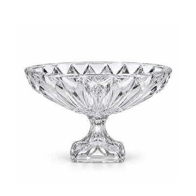 Clear Glass Fruit Bowl with Footed Stand, 30 × 19 cm, for Serving Fruits, Snacks, Sweets, Desserts, and Decorative Table Displays at Siddiq Gifts.
