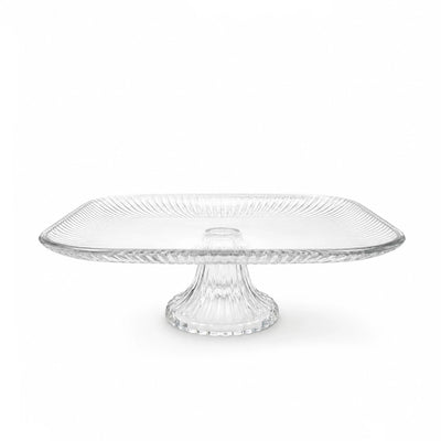 Glass Fruit Stand 26 x 11 CM Clear Square Pedestal Serving Tray Siddiq Gifts