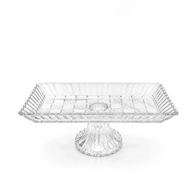 Glass Fruit Stand 26 x 14 x 10 CM Rectangular Crystal Pedestal Serving Tray Siddiq Gifts