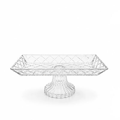 Glass Fruit Stand 26 x 14 x 10 CM Rectangular Crystal Pedestal Serving Tray Siddiq Gifts