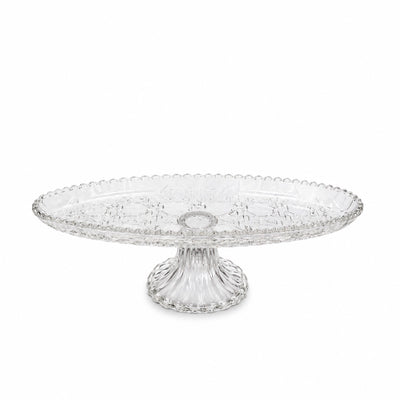 Glass Fruit Stand 30 x 9 x 10 CM Oval Crystal Pedestal Serving Plate Siddiq Gifts