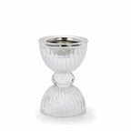 NF-37241-P Glass Incense Burner – 10 CM – Clear Crystal Bakhoor Holder with Silver Inner Bowl