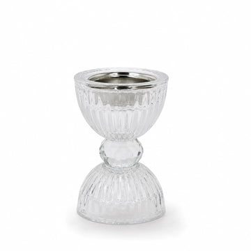 Glass Incense Burner 10 CM Clear Crystal Bakhoor Holder with Silver Inner Bowl by Siddiq Gifts