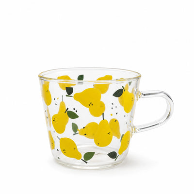 Glass Mug Clear Glass Cup With Lemon Print Design Siddiq Gifts