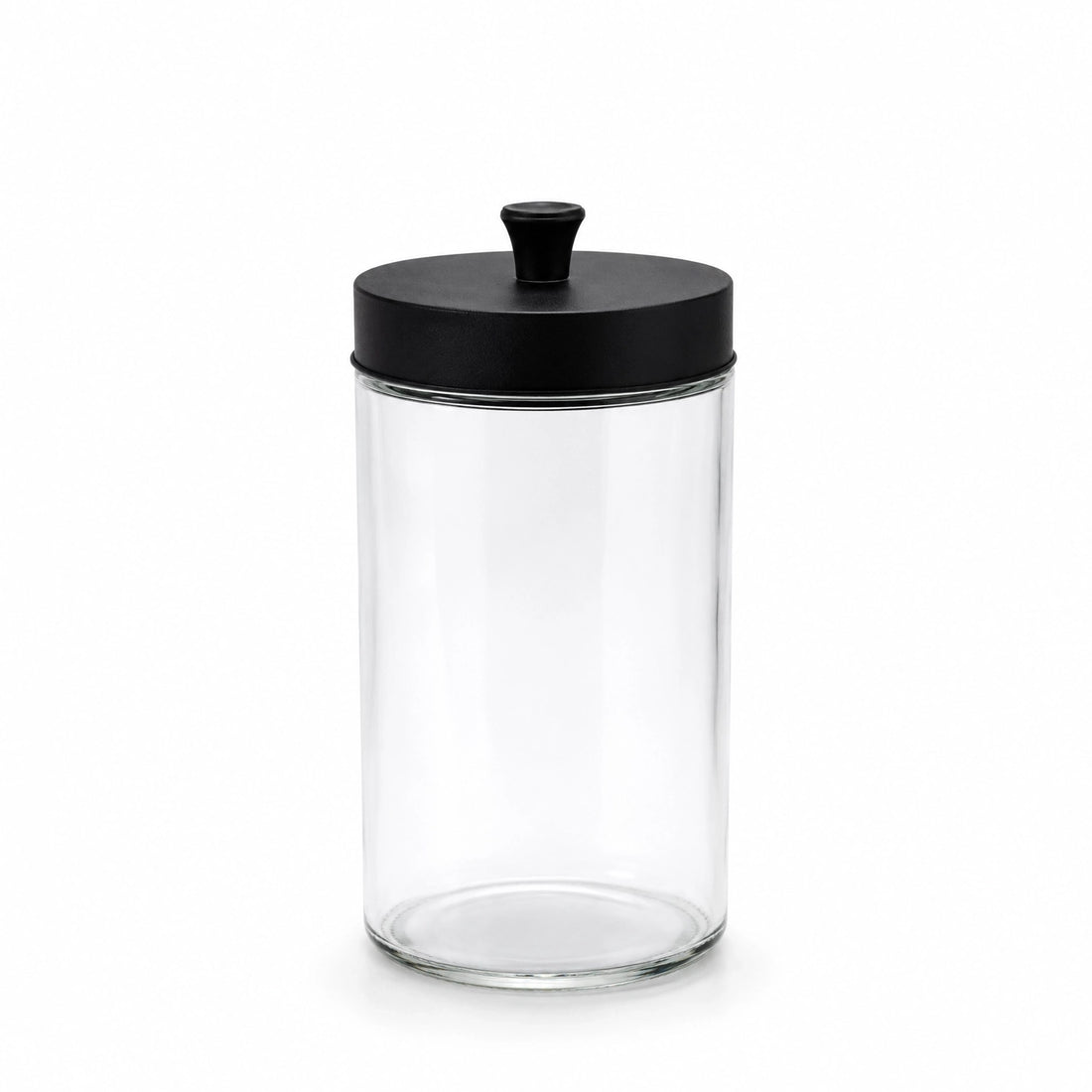 HMK20437 Glass Storage Jar – 1700 ml – Clear Glass Canister with Black Lid