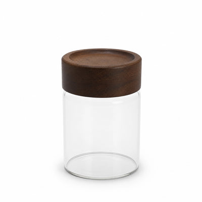 Glass Storage Jar 240 ml Clear Glass With Wooden Lid Siddiq Gifts