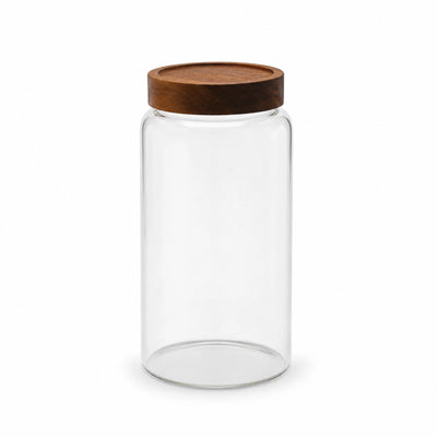 Glass Storage Jar 3330 ml Clear Glass With Wooden Lid Siddiq Gifts