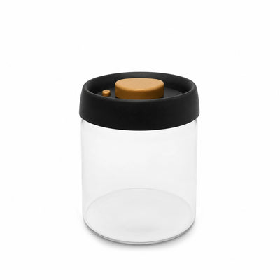 Glass Storage Jar Clear Glass With Black Lid And Gold Twist Knob Siddiq Gifts