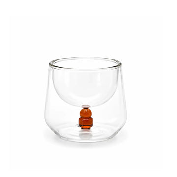 Glass Tea and Cawa Cup Set 18 Pieces Clear with Amber Handle Design by Siddiq Gifts