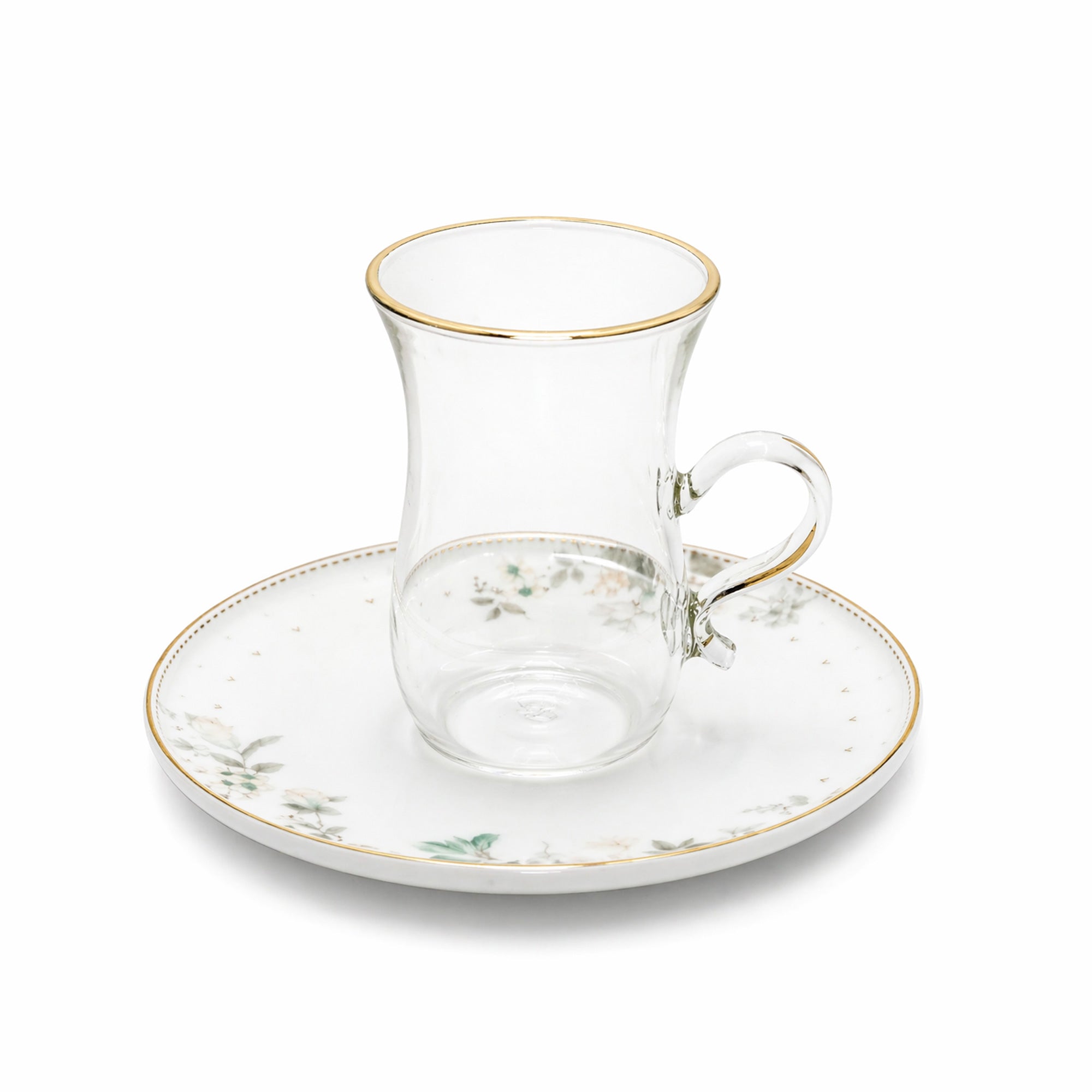 Glass Tea Cup And Saucer Set 12 Pieces Clear Glass With Gold Rim Elegant Tea Set With Matching Saucers Stylish Set For Tea Serving By Siddiq Gifts