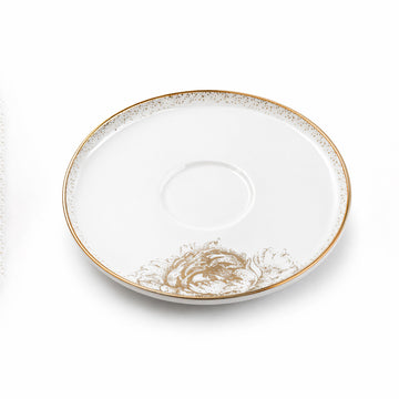 Glass Tea Cup And Saucer Set 12 Pieces Clear Glass With Gold Rim And Elegant Floral Accent Design Stylish Tea Set With Matching Saucers For Serving By Siddiq Gifts