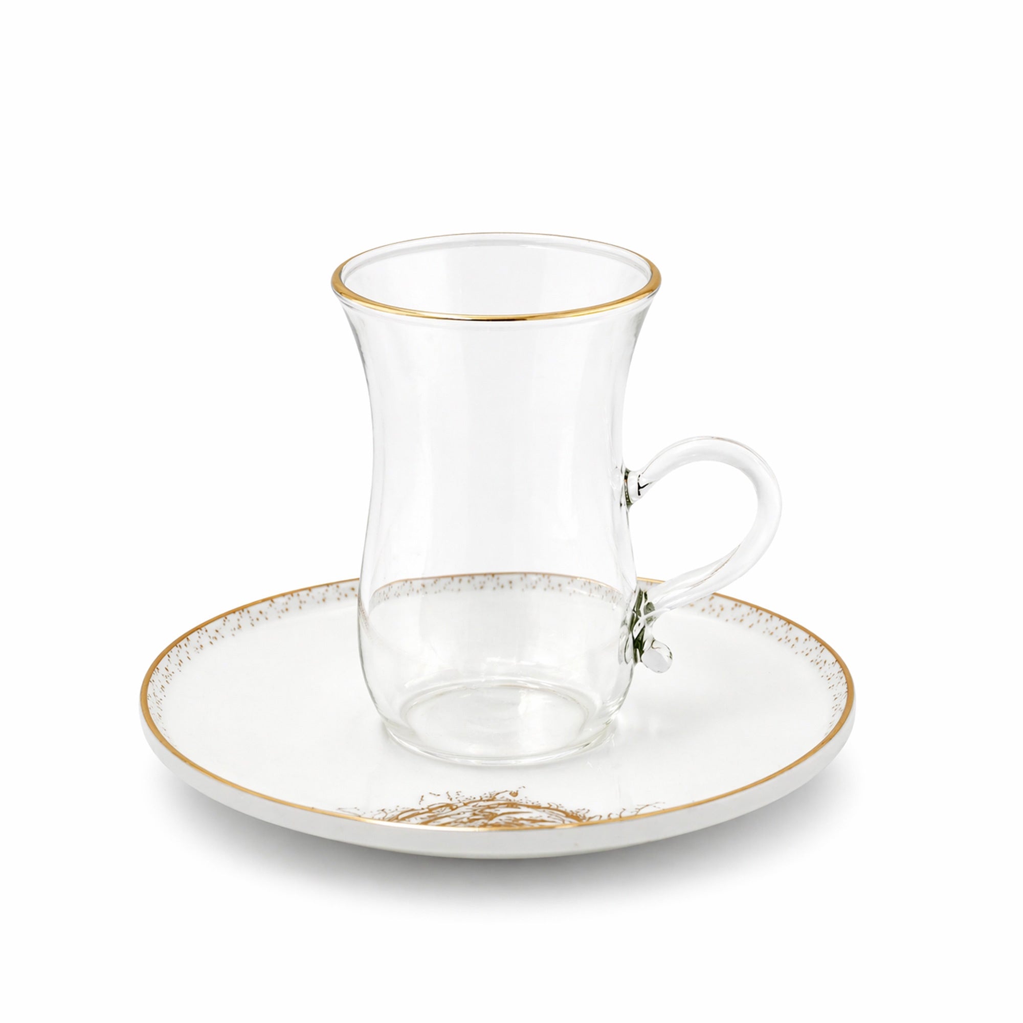 Glass Tea Cup And Saucer Set 12 Pieces Clear Glass With Gold Rim And Elegant Floral Accent Design Stylish Tea Set With Matching Saucers For Serving By Siddiq Gifts