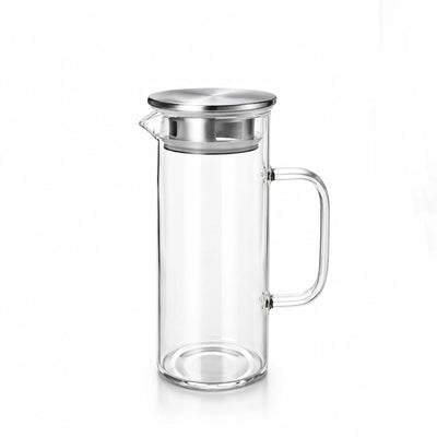 Glass Water Jug With Stainless Steel Lid 1000ML Elegant Beverage Pitcher Siddiq Gifts
