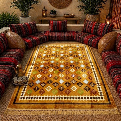 Gold Brown Carpet 200x300 Cm Printed Classic Pattern Area Rug Elegant Home Decor Siddiq Gifts