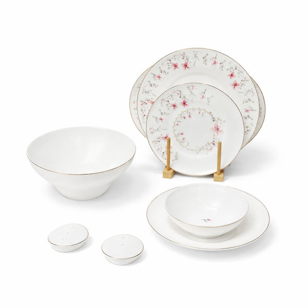 GP-138 Dinner Set 28 Pieces Floral Design Ivory with Gold Detailing From Siddiq Gift Shop