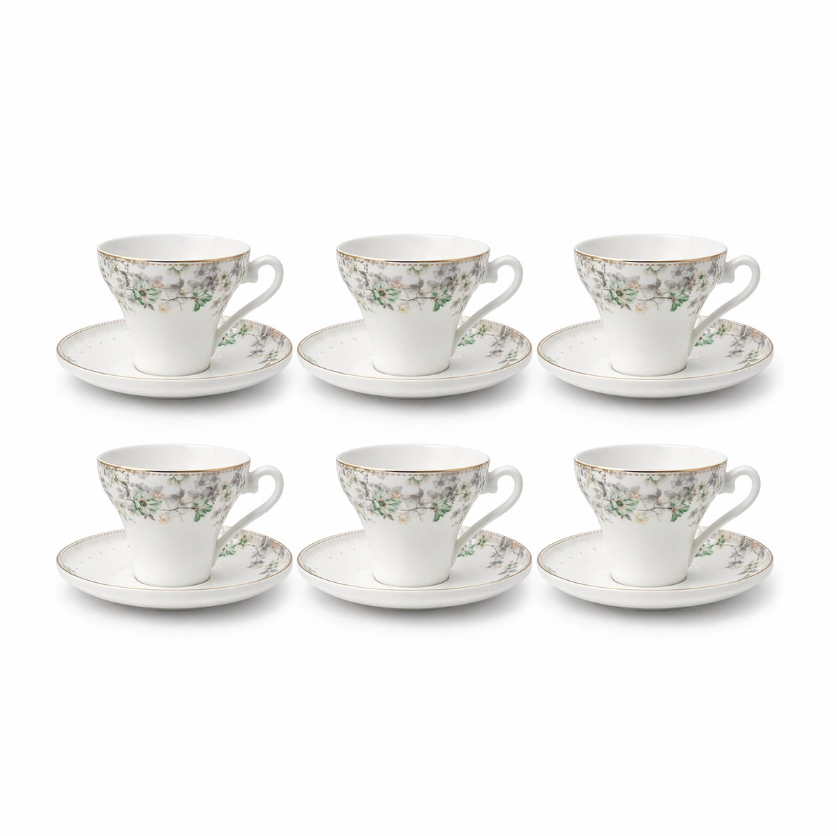 Ceramic Tea Cup And Saucer Set 12 Pcs Floral Design GP-156 By Siddiq Gifts