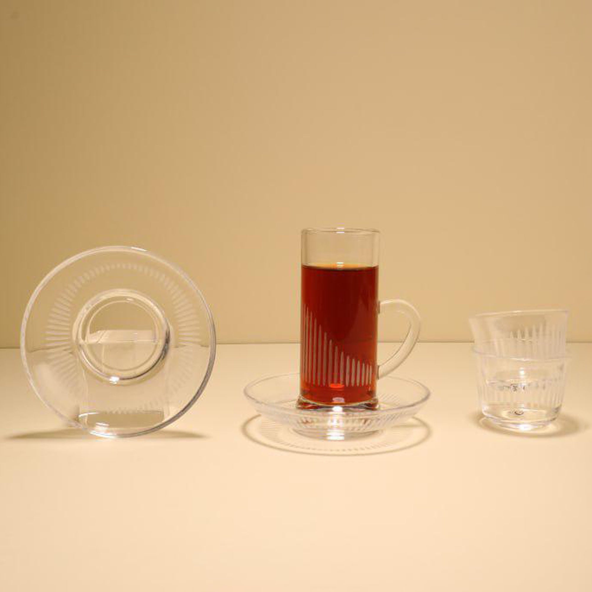 Cawa GT1191 Tea & Cawa Cup Set – 18 Pieces – Clear Glass Vertical Line ...