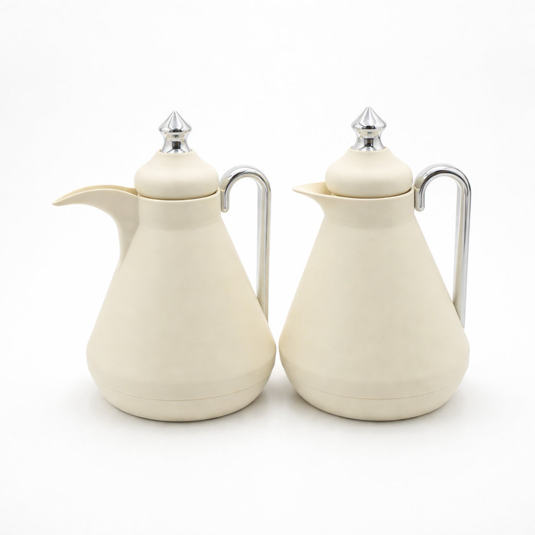 HA-2503 Vacuum Flask Set – 2 Pieces (1.0L + 1.0L) – Light Beige & Silver Finish